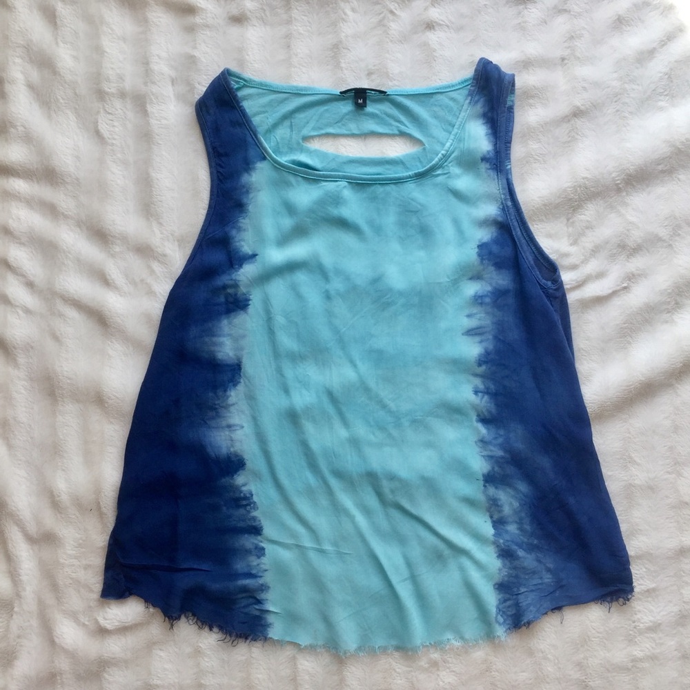 Blue Tie-Dye Tank with Back Slits